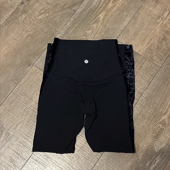 Lululemon Black Align High Waisted Velvet Side Stripes Crop Leggings - Picture 2 of 3